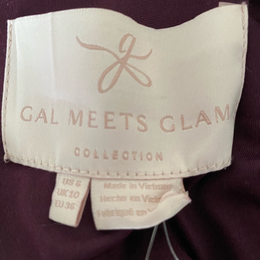 Gal Meets Glam Plum Bow-Detail Long-Sleeve Fit-and-Flare Dress - Picture 6 of 7